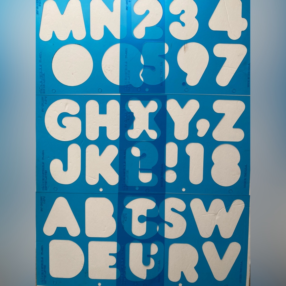 Déjà views blue stencils better letter PA-430A  3 3/4” chubby set of 6 scrapbook